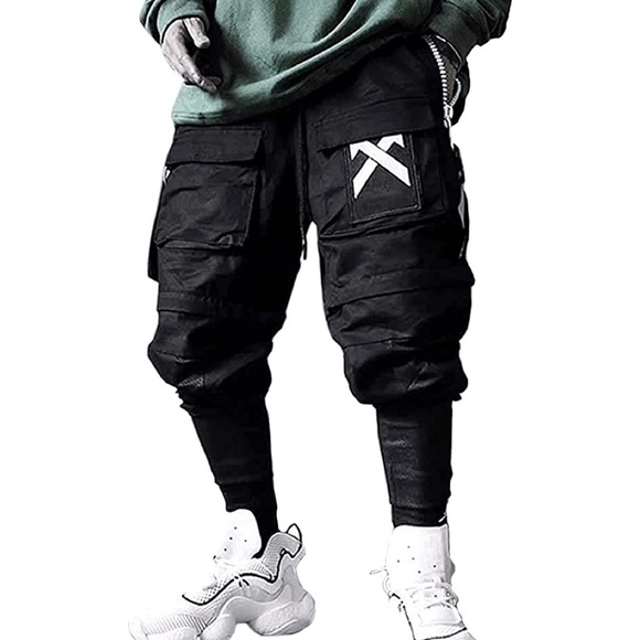 New Mens Cargo Multi Pocket Utility Drawstring Pants Multiple Sizes - Picture 1 of 1